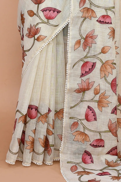 Tirzah Coral Pink & Ochre Saree featured