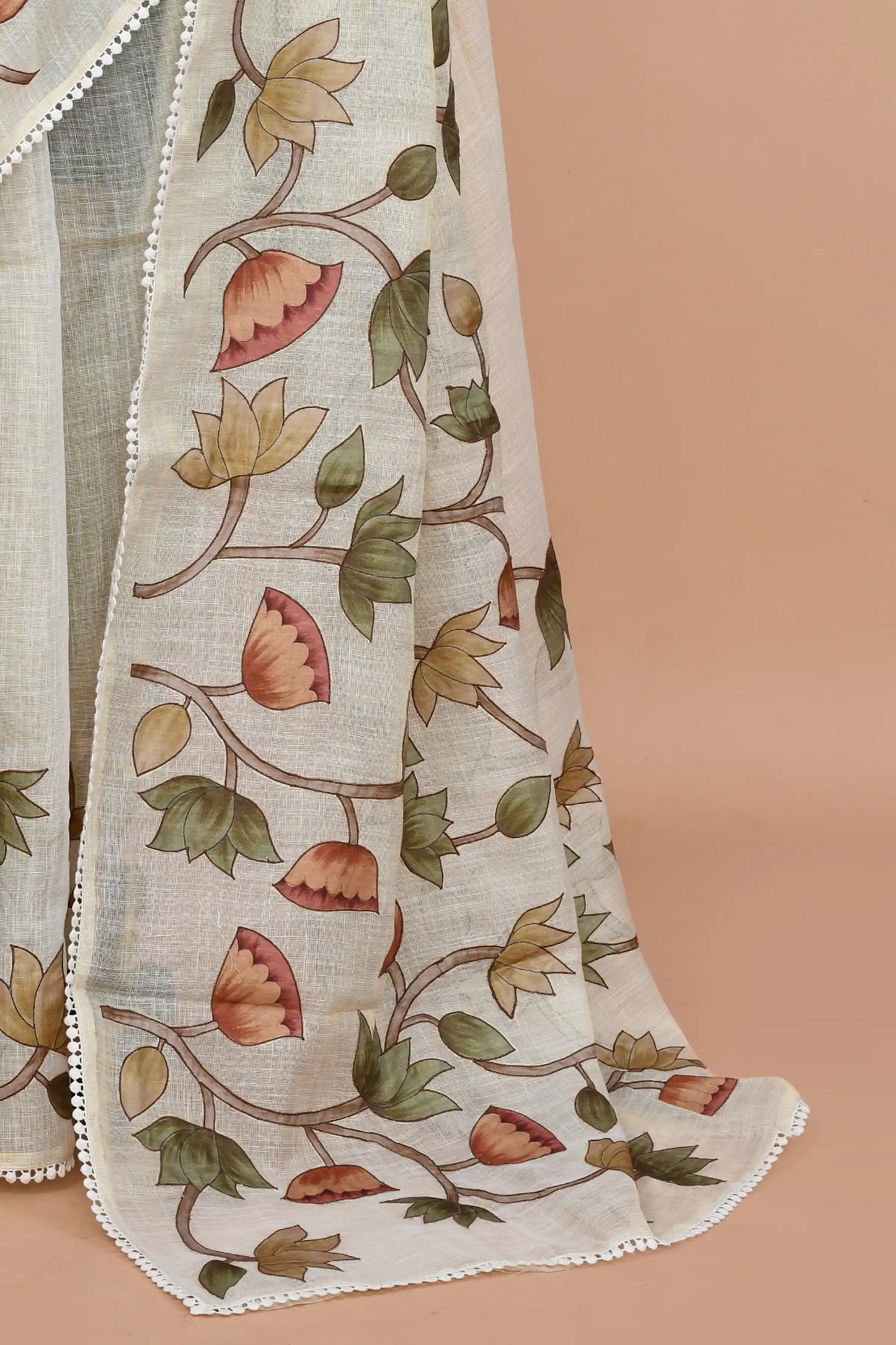 Tirzah Sage Green & Terracotta Saree featured
