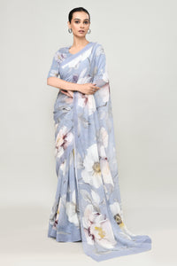 Petrel Blue Chiffon Silk Saree Saree