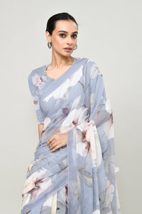 Petrel Blue Chiffon Silk Saree Saree