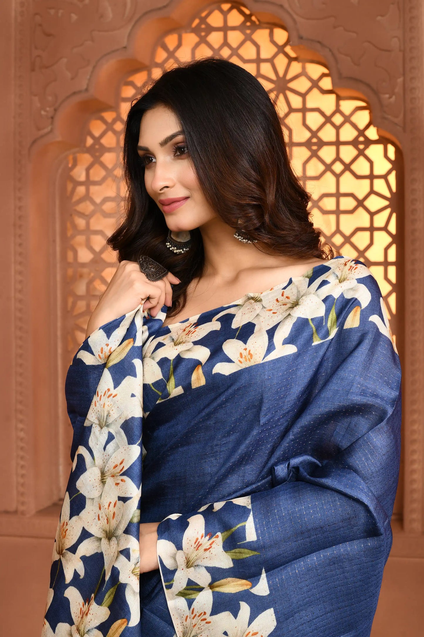 Khushboo: Lily Weave Tussar Silk Saree featured