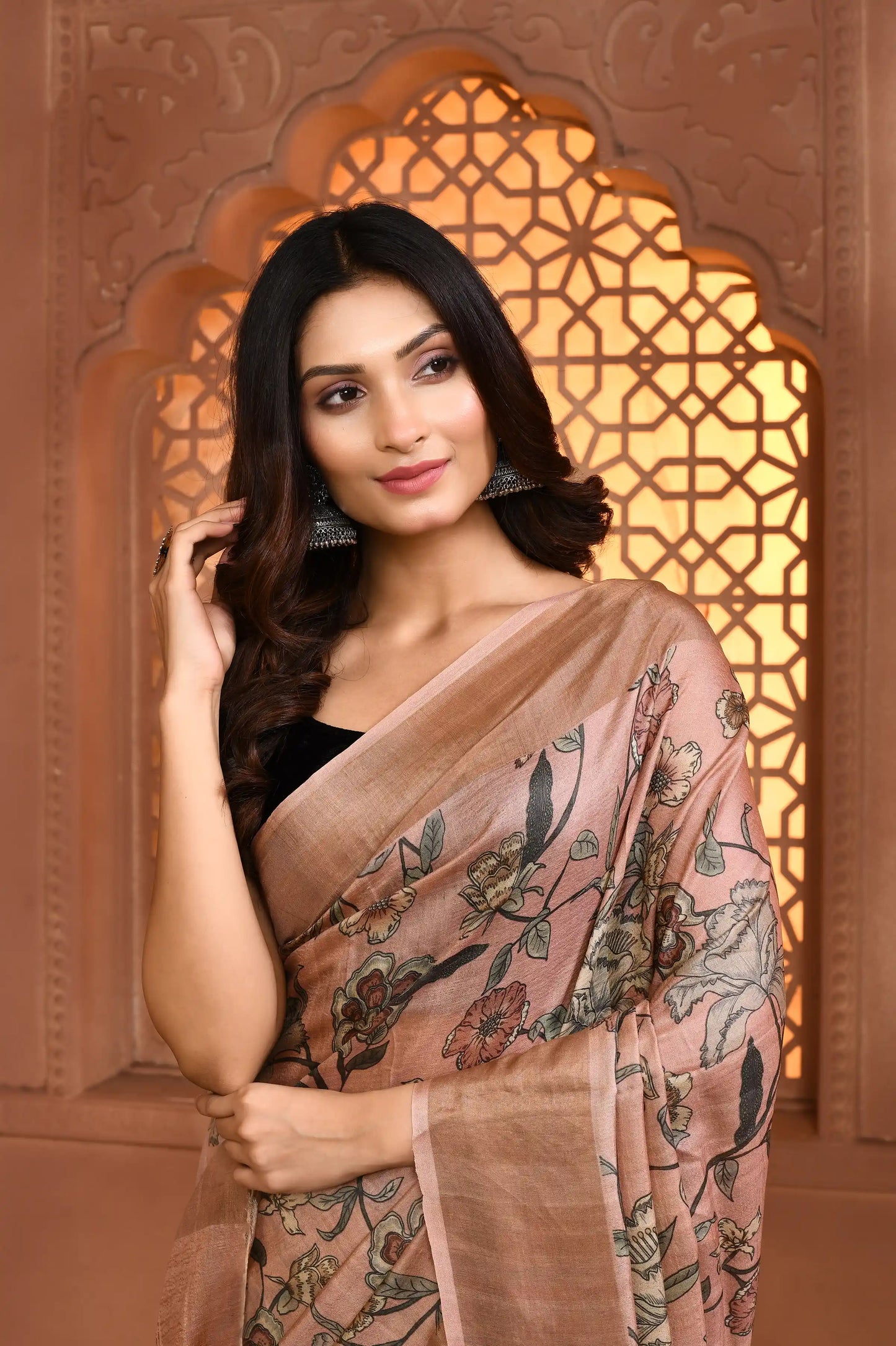 Aria Grace Saree Dusty Rose Pink featured