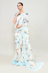 Soft Sky Blue Chiffon Silk Saree Saree