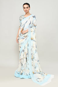 Soft Sky Blue Chiffon Silk Saree Saree