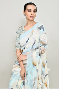 Soft Sky Blue Chiffon Silk Saree Saree