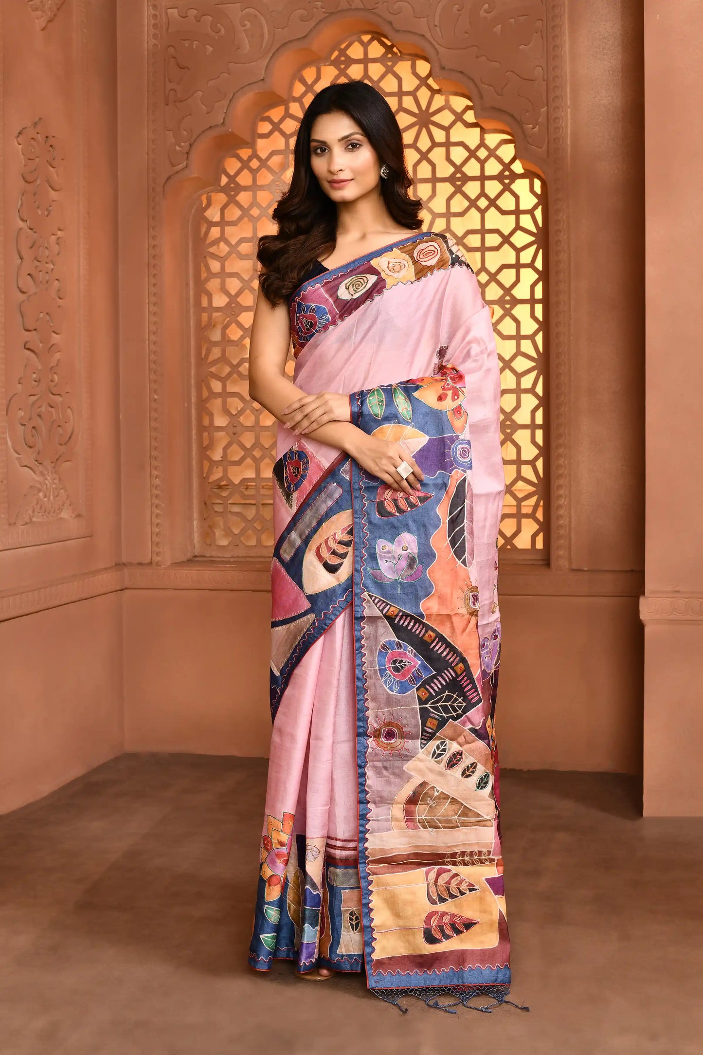 Ruhi Abstract Tussar Silk Saree Mauve featured