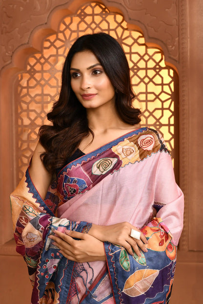 Ruhi Abstract Tussar Silk Saree Mauve featured
