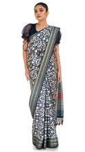 Load image into Gallery viewer, Blue Patola Silk Saree with Ikkat Pattern Saree