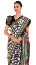 Load image into Gallery viewer, Black Patola Silk Saree with Ikkat Pattern Saree