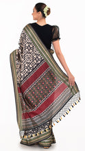 Load image into Gallery viewer, Black Patola Silk Saree with Ikkat Pattern