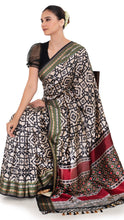 Load image into Gallery viewer, Black Patola Silk Saree with Ikkat Pattern