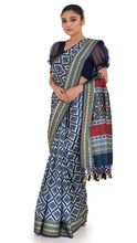Load image into Gallery viewer, Patola Pallu Saree with Blue Checks Saree