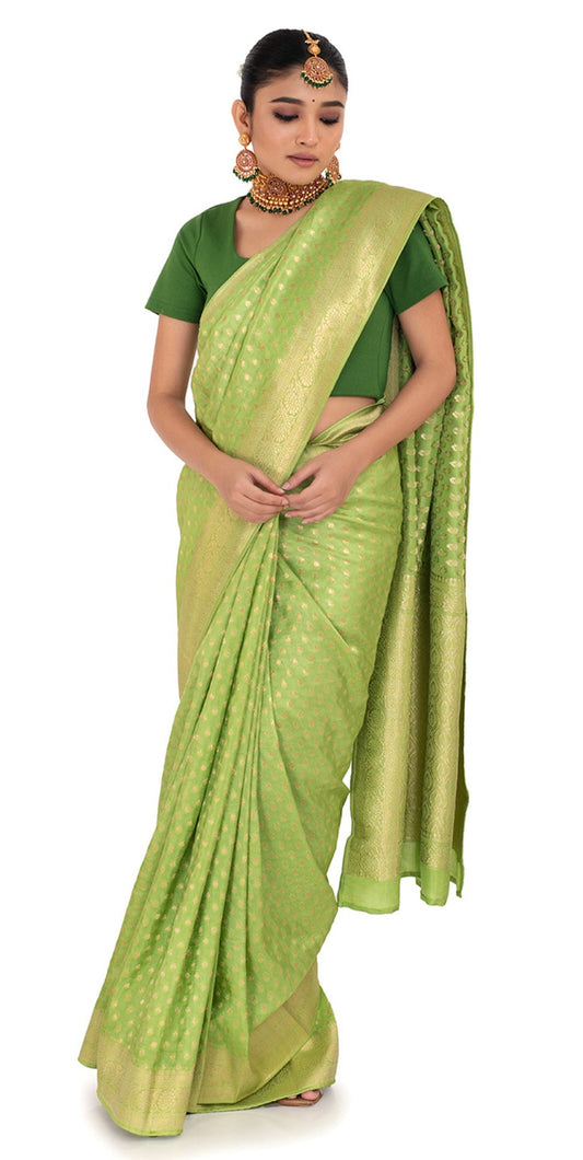 Luxurious Green Dola Khaddi Saree Saree