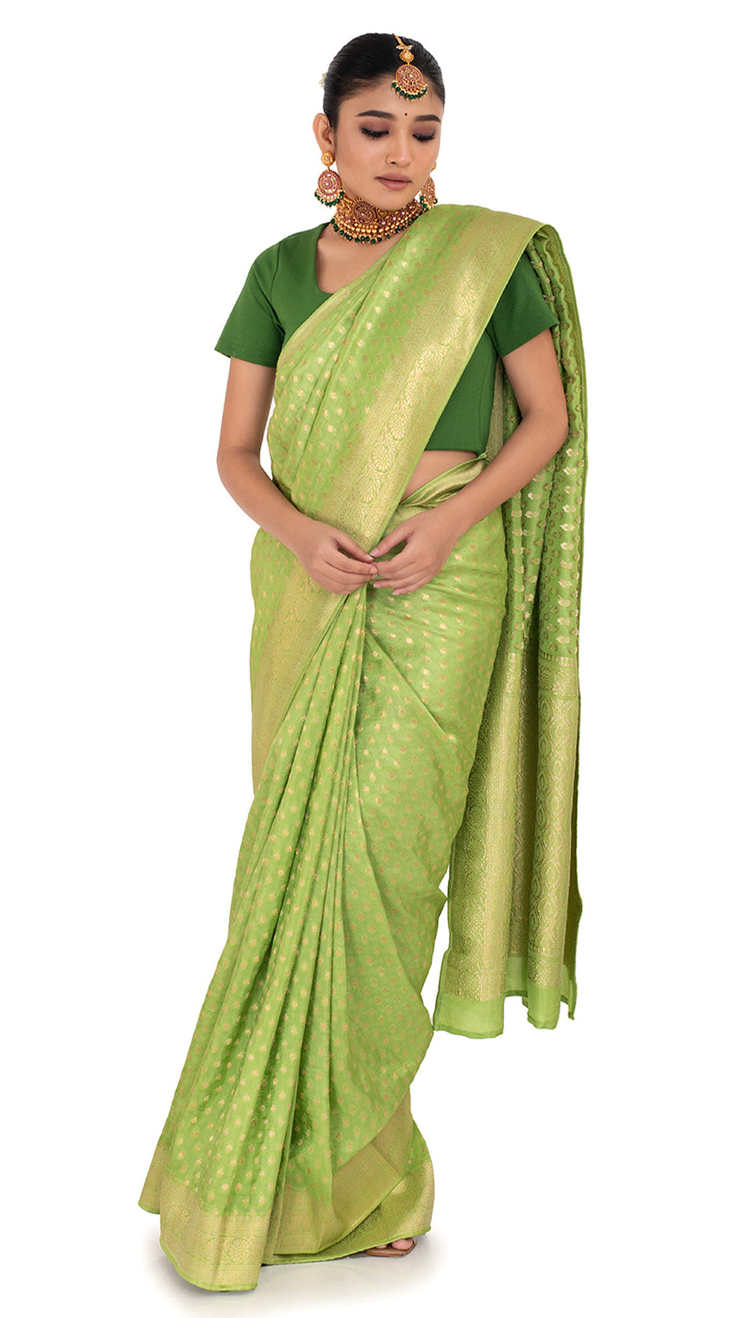 Luxurious Green Dola Khadi Saree Saree