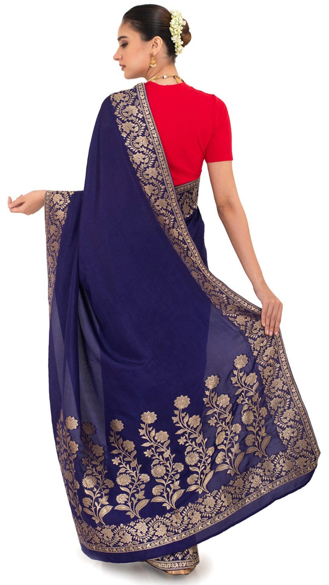 Blue Dola Khaddi Saree with heavy border Saree