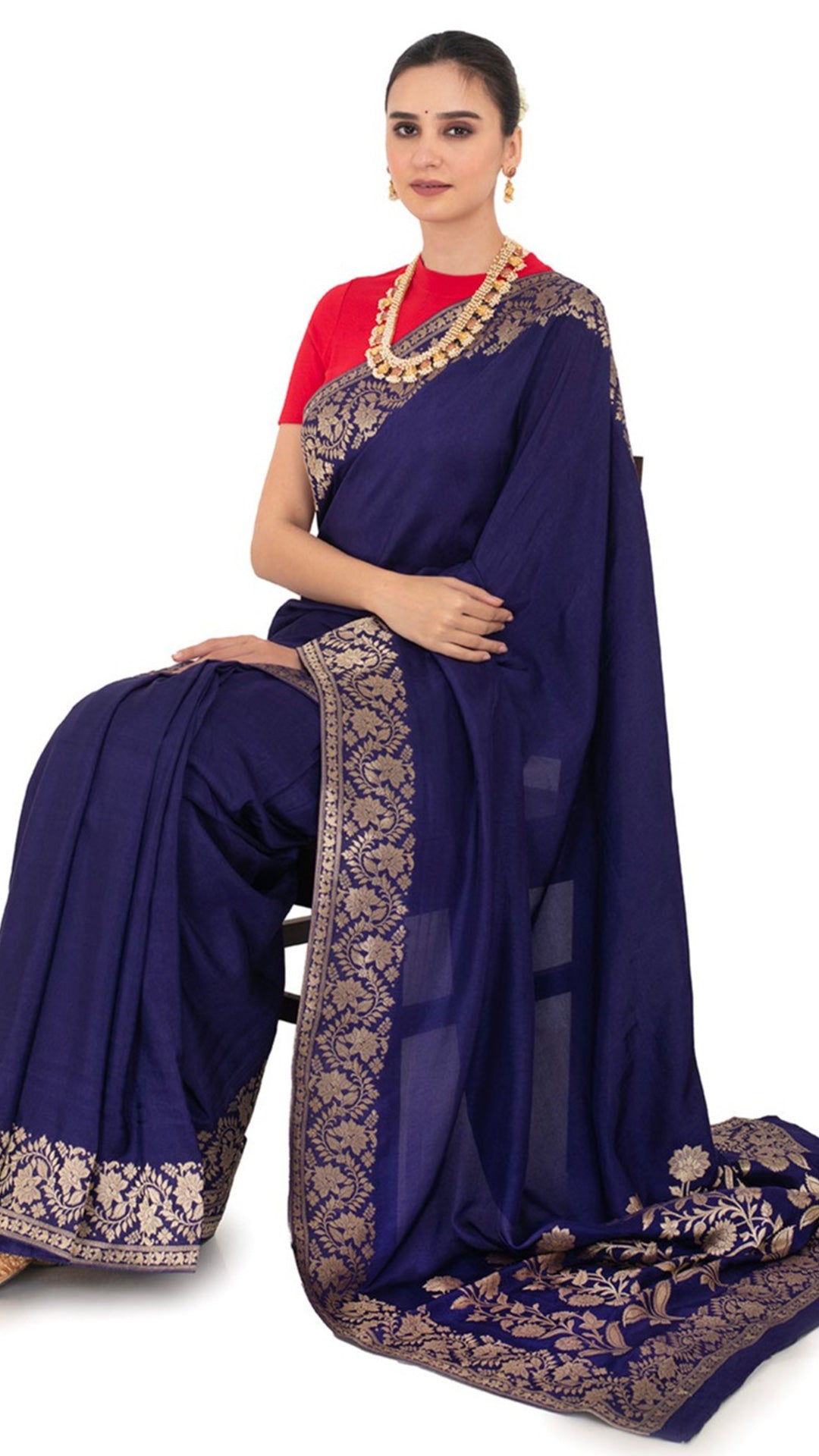 Blue Dola Khaddi Saree with heavy border Saree