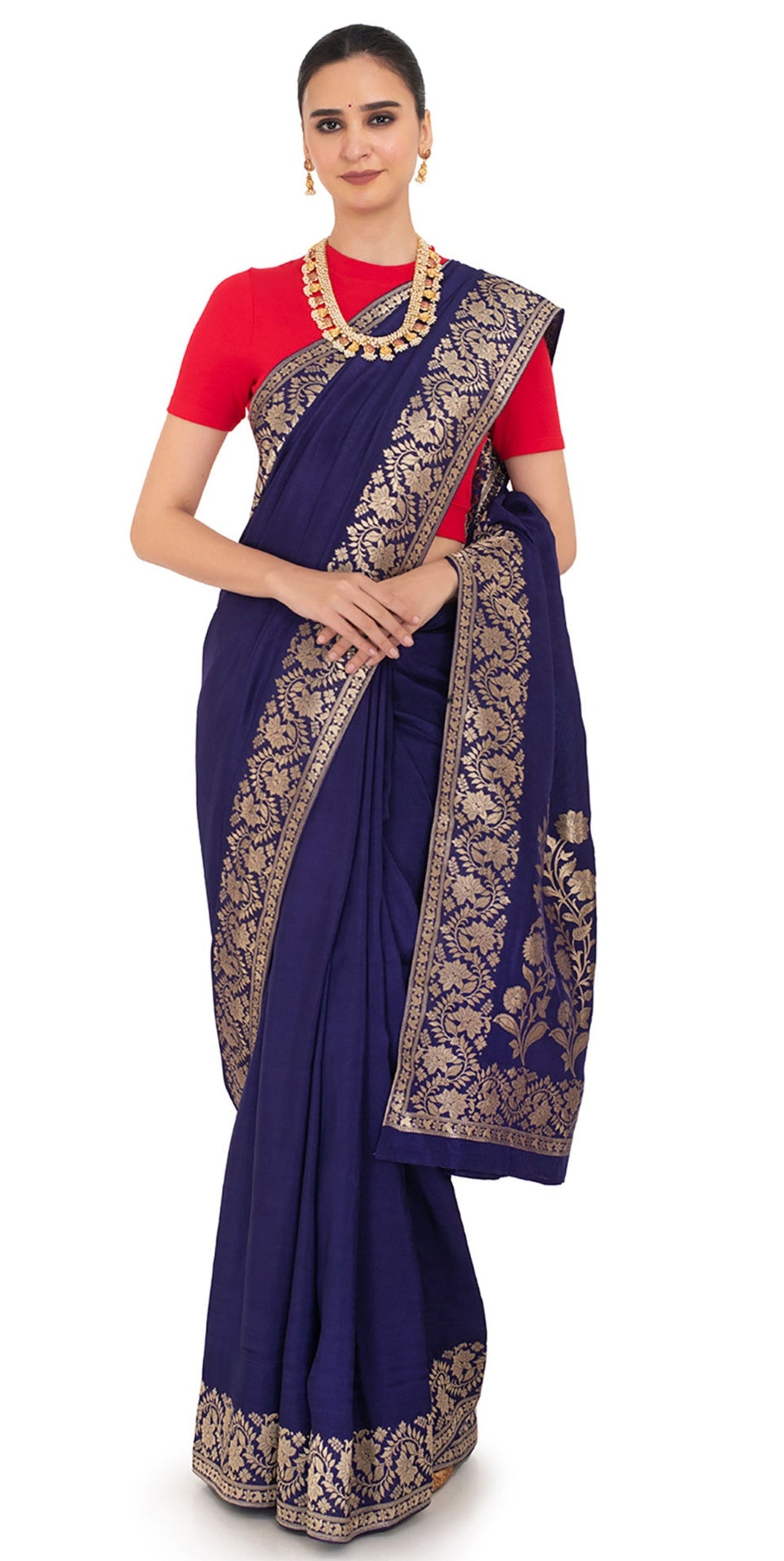 Blue Dola Khaddi Saree with heavy border Saree