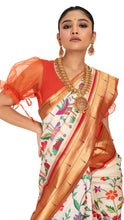 Load image into Gallery viewer, Red Bordered Elegant Saree with Vivid Flora and Fauna Saree