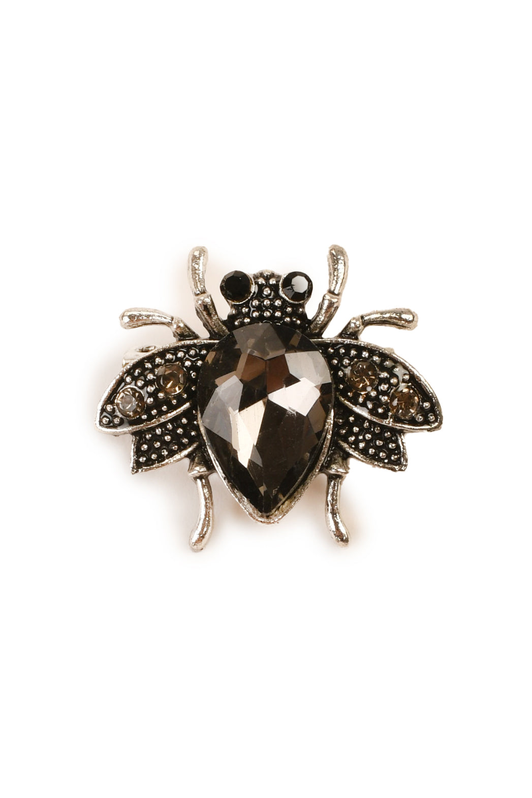 Very Cute Bumblebee Brooch BLACK ON SILVER Brooch