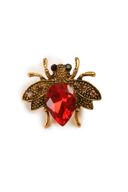 Very Cute Bumblebee Brooch RED ON GOLDEN Brooch