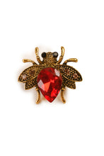 Load image into Gallery viewer, Very Cute Bumblebee Brooch RED ON GOLDEN Brooch