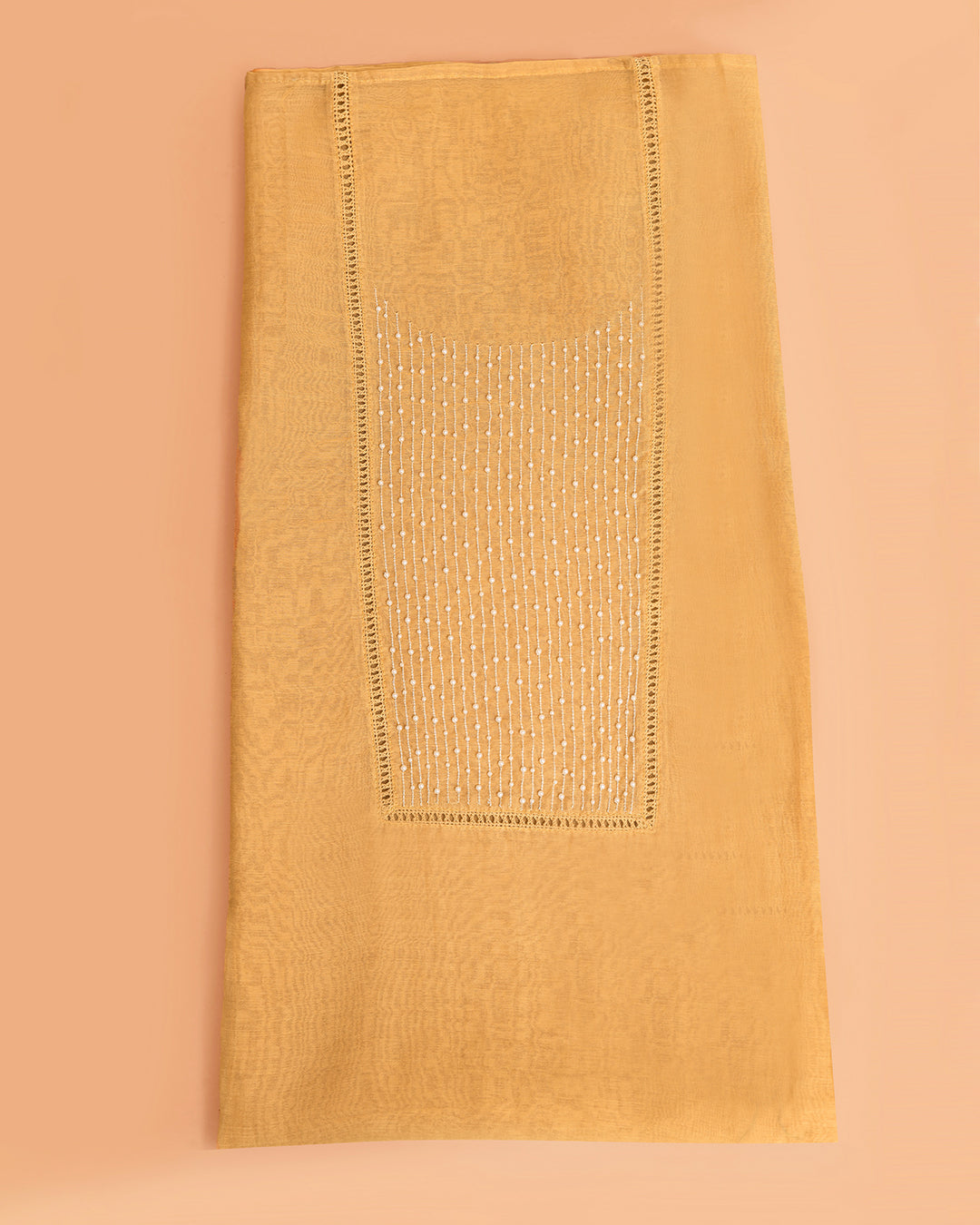 Pearl Ladder Mal Chanderi Kurti Material Yellow featured
