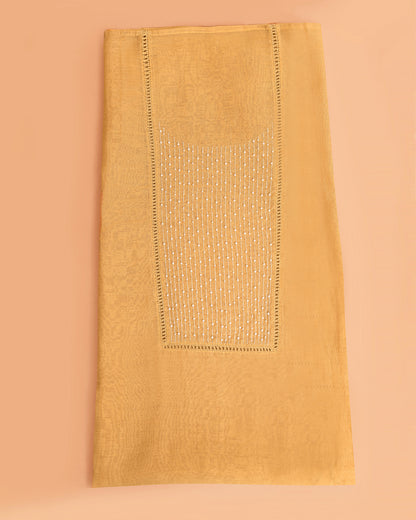 Pearl Ladder Mal Chanderi Kurti Material Yellow featured