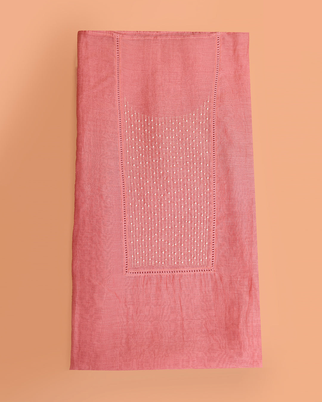Pearl Ladder Mal Chanderi Kurti Material Rose Pink featured