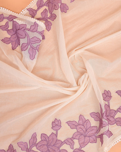 Blossom Mal Chanderi Kurti Material Lavender featured