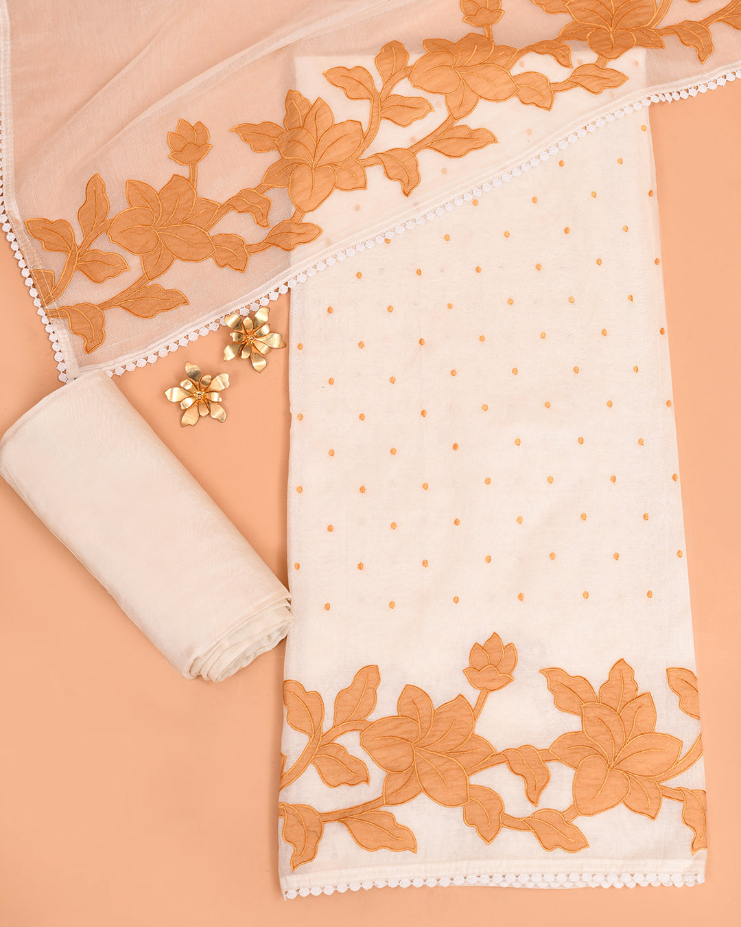 Blossom Mal Chanderi Kurti Material Mustard Yellow featured