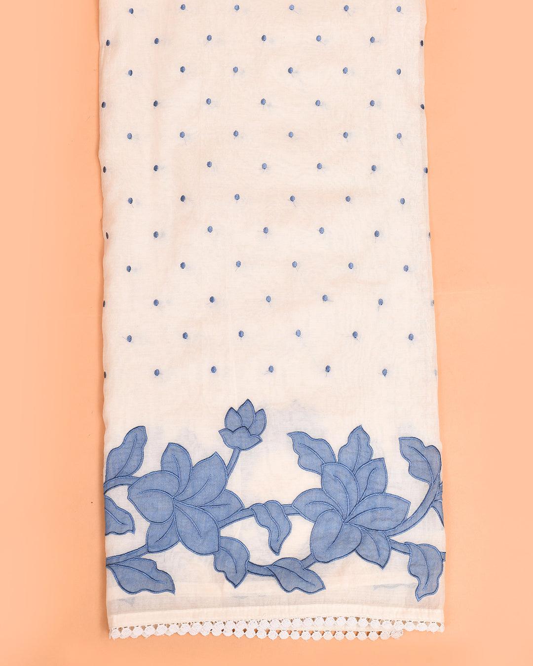 Blossom Mal Chanderi Kurti Material Blue featured