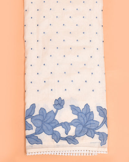 Blossom Mal Chanderi Kurti Material Blue featured