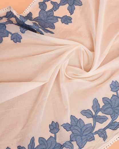 Blossom Mal Chanderi Kurti Material Blue featured