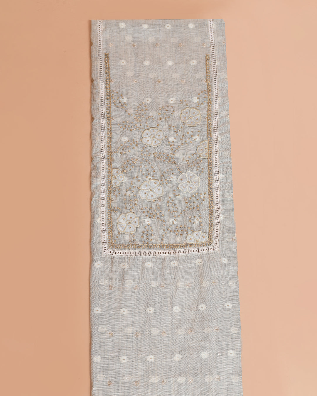 Greige Zamdani Mal Chanderi Kurti featured