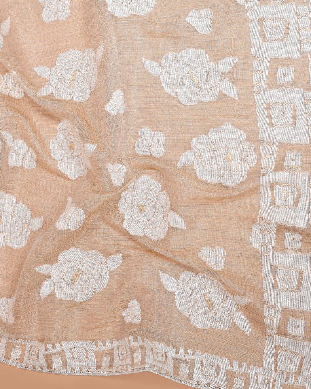 Greige Rose Mal Chanderi Kurti Material featured