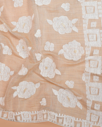 Greige Rose Mal Chanderi Kurti Material featured