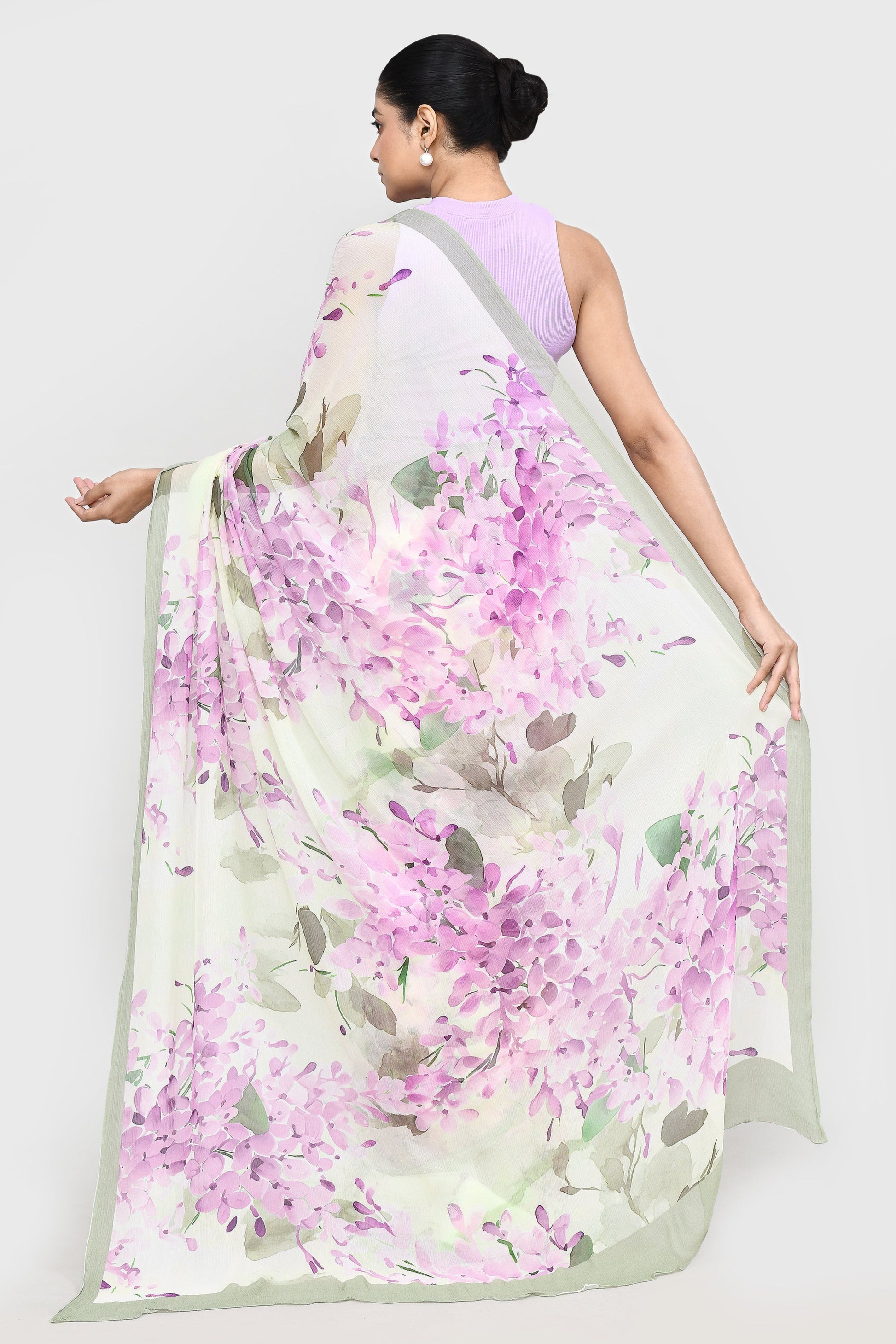 Mint & Lavender Chiffon Silk Saree Saree