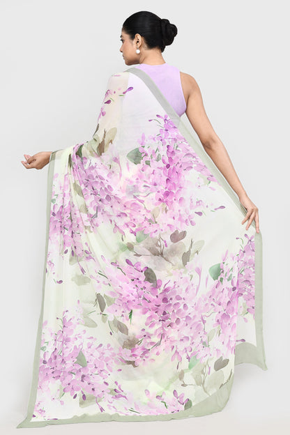Mint & Lavender Chiffon Silk Saree Saree