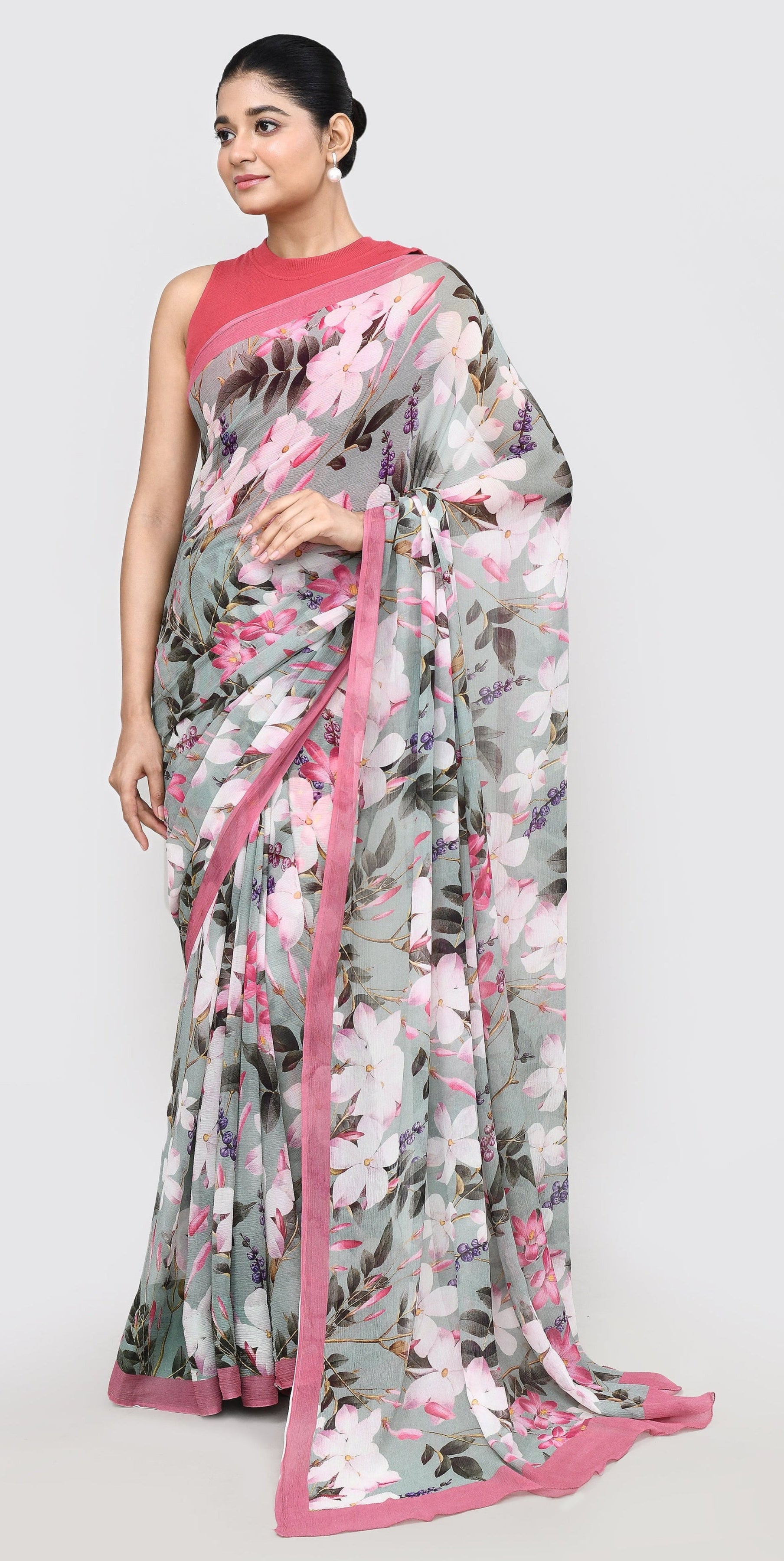 Soft Jade Chiffon Silk Saree Saree featured remove
