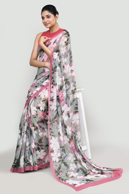 Soft Jade Chiffon Silk Saree Saree featured remove
