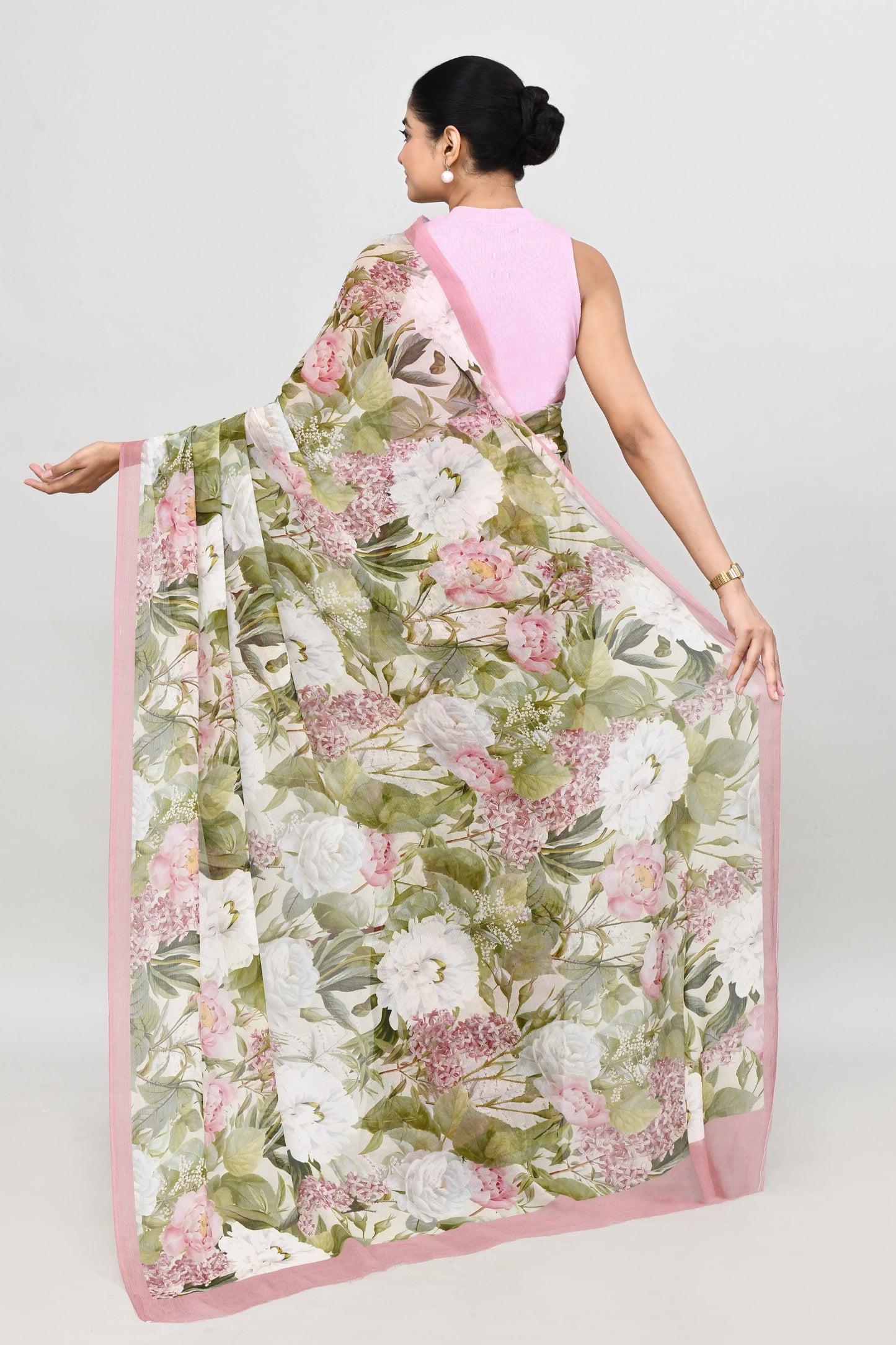 Dusty Pink Chiffon Silk Saree Saree