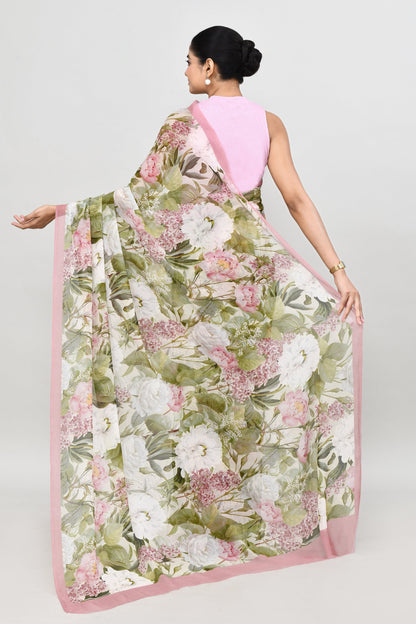 Dusty Pink Chiffon Silk Saree Saree