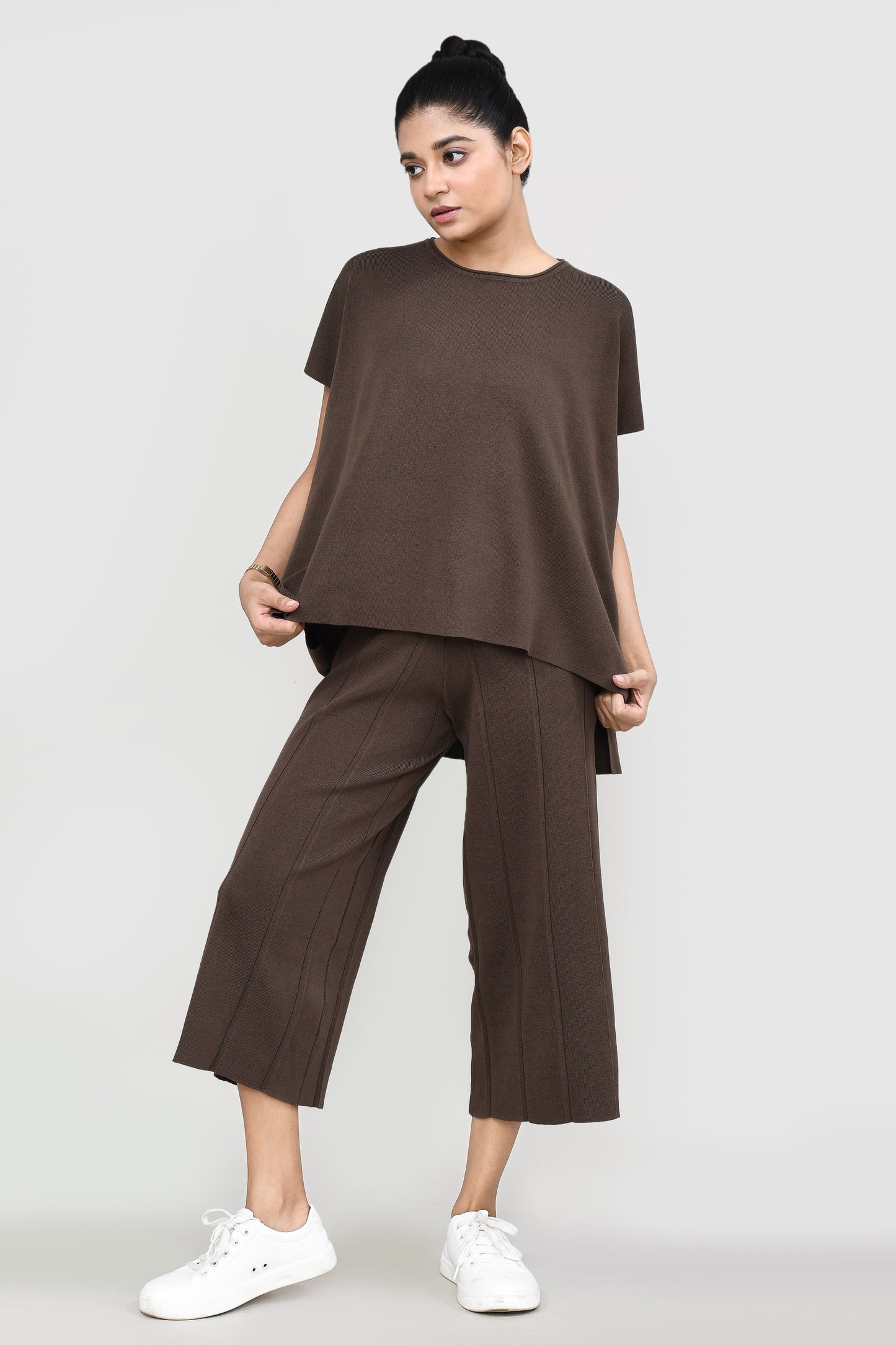 Women Original Brown Seven‑Eighth Pant Co‑Ord Set coords