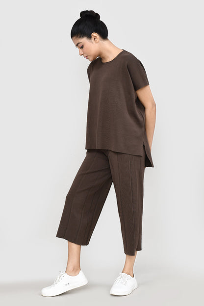 Women Original Brown Seven‑Eighth Pant Co‑Ord Set coords