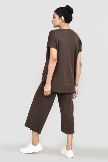 Women Original Brown Seven‑Eighth Pant Co‑Ord Set coords