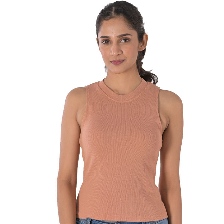 Sleeveless Hosiery Blouses - Cider - Blouse featured