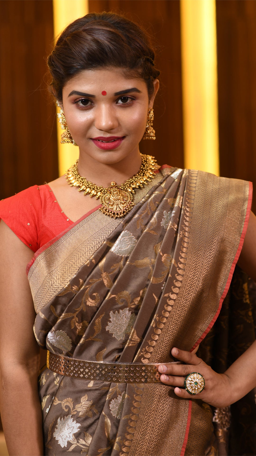 Crazy Chocolate Saree with Silver and Golden Zari Saree