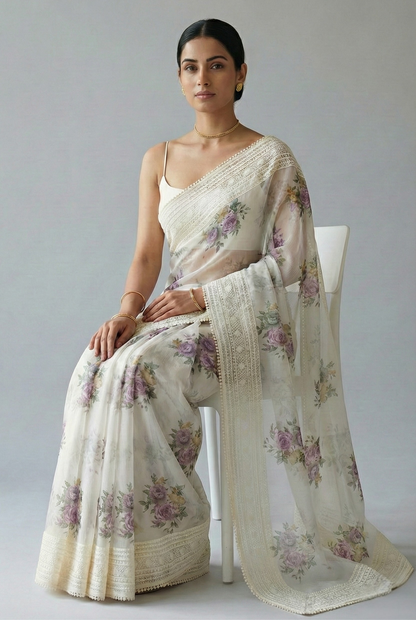 Eshani Pure Super Net Saree Purple featured