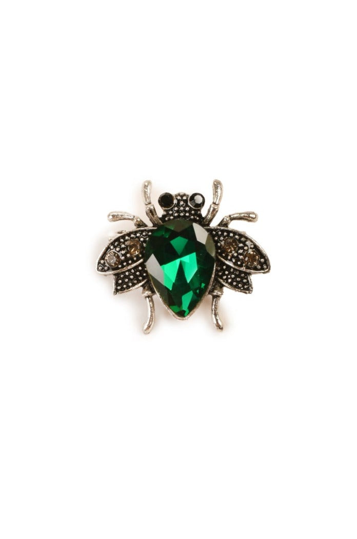 Very Cute Bumblebee Brooch GREEN ON SILVER Brooch