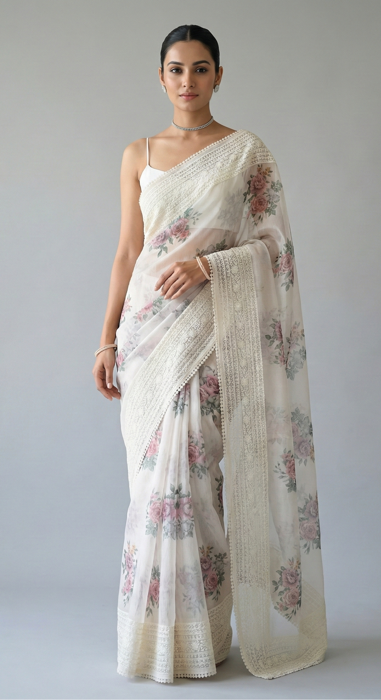 Eshani Pure Super Net Saree Pink featured